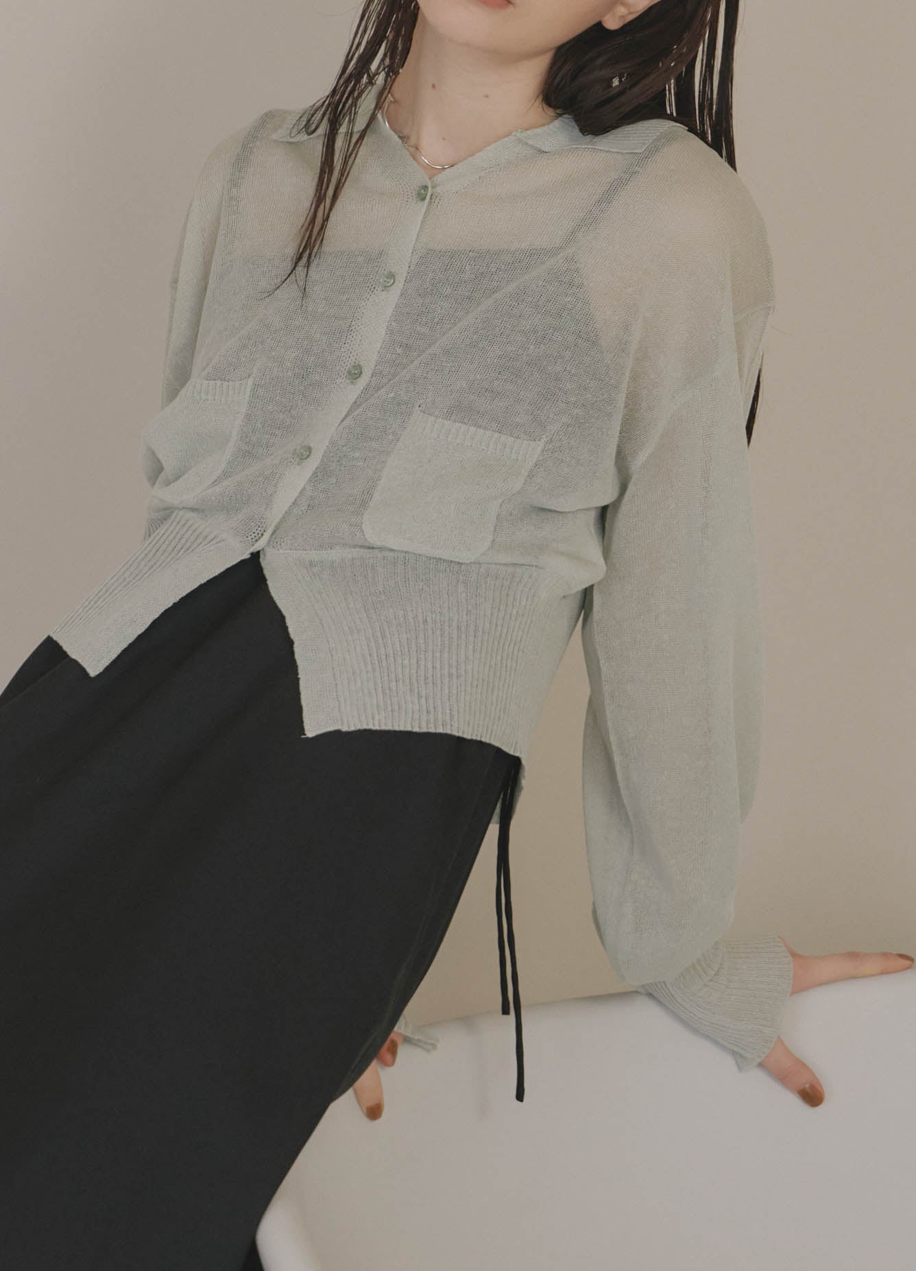 linen mix sheer cardigan