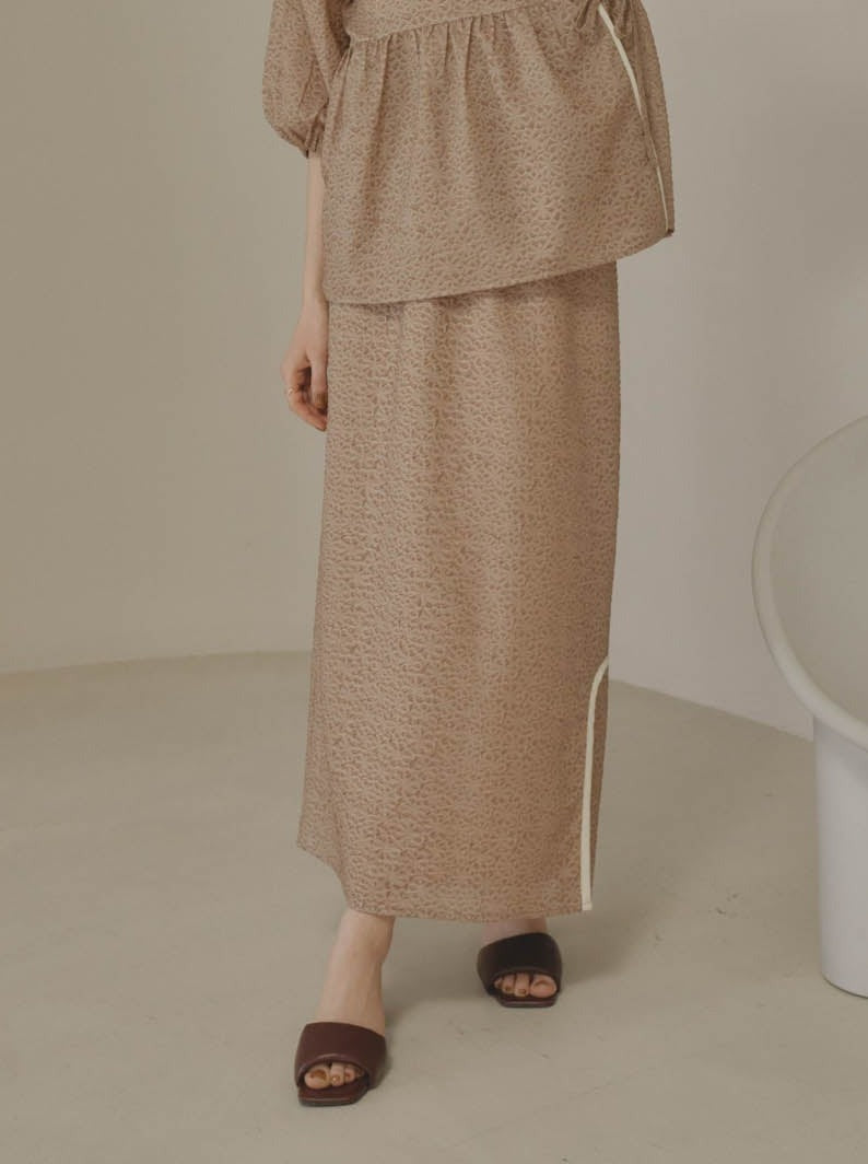 sheer jacquard long skirt