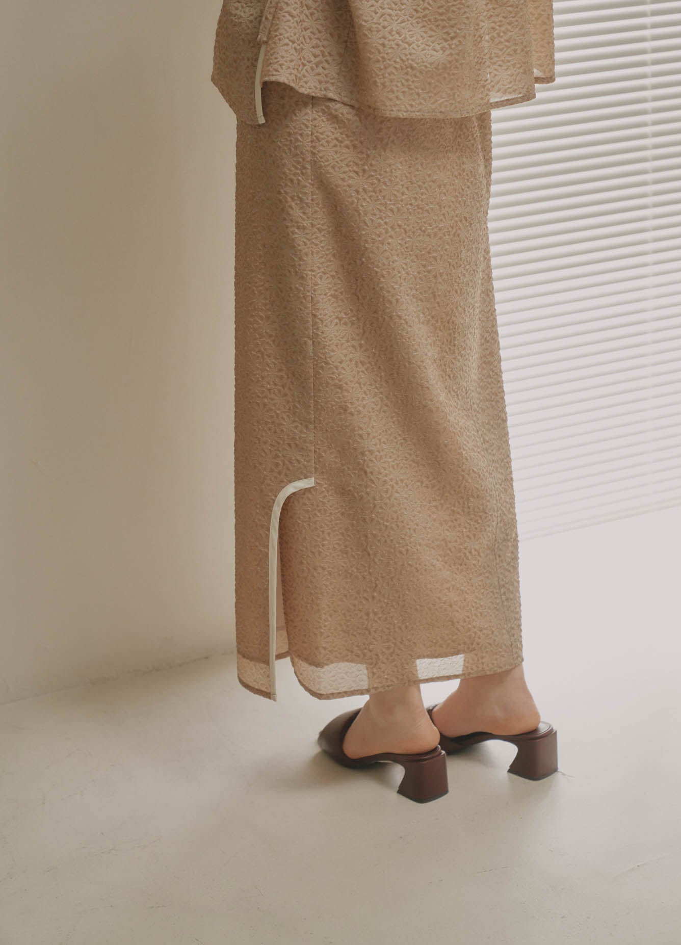 sheer jacquard long skirt