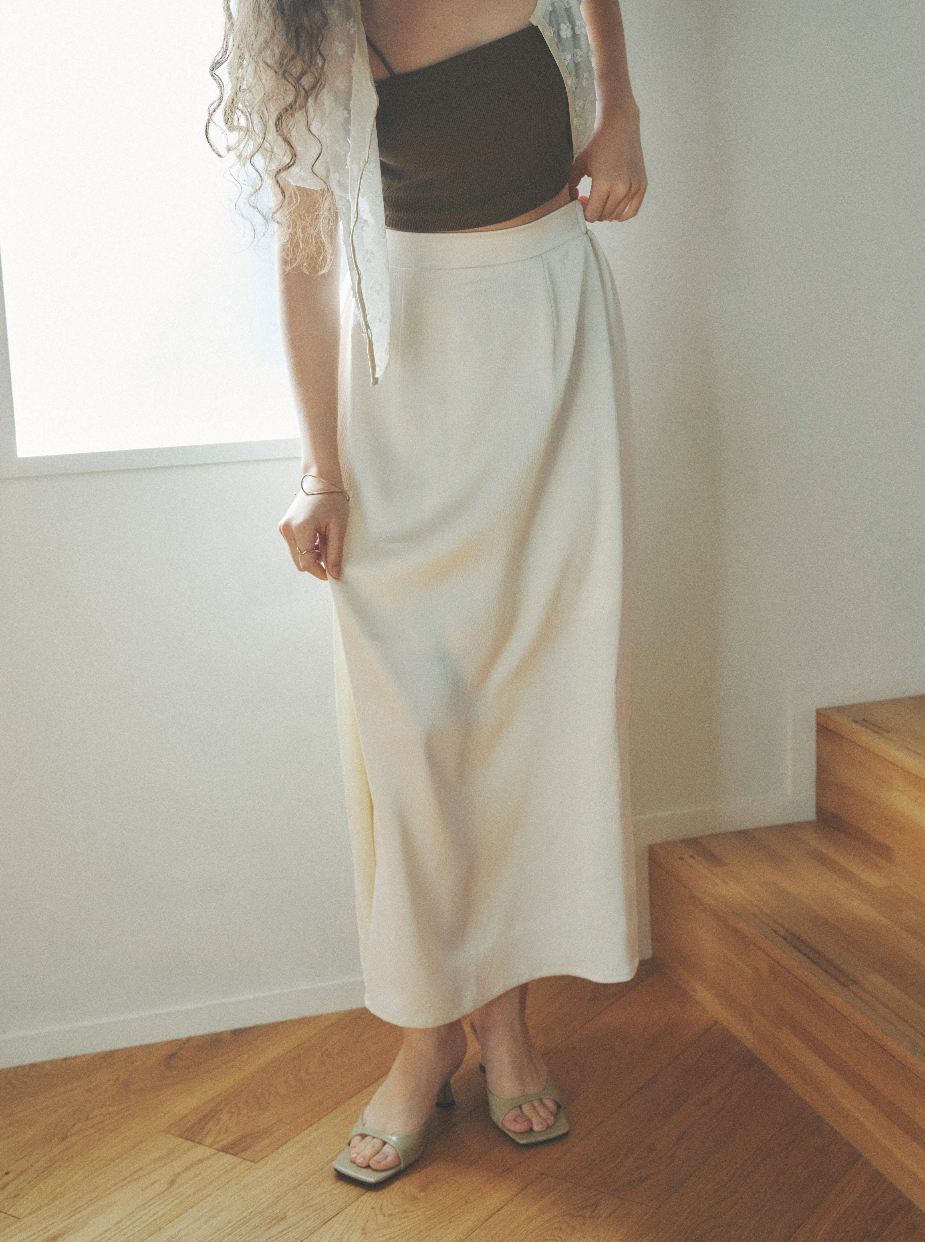 satin long skirt