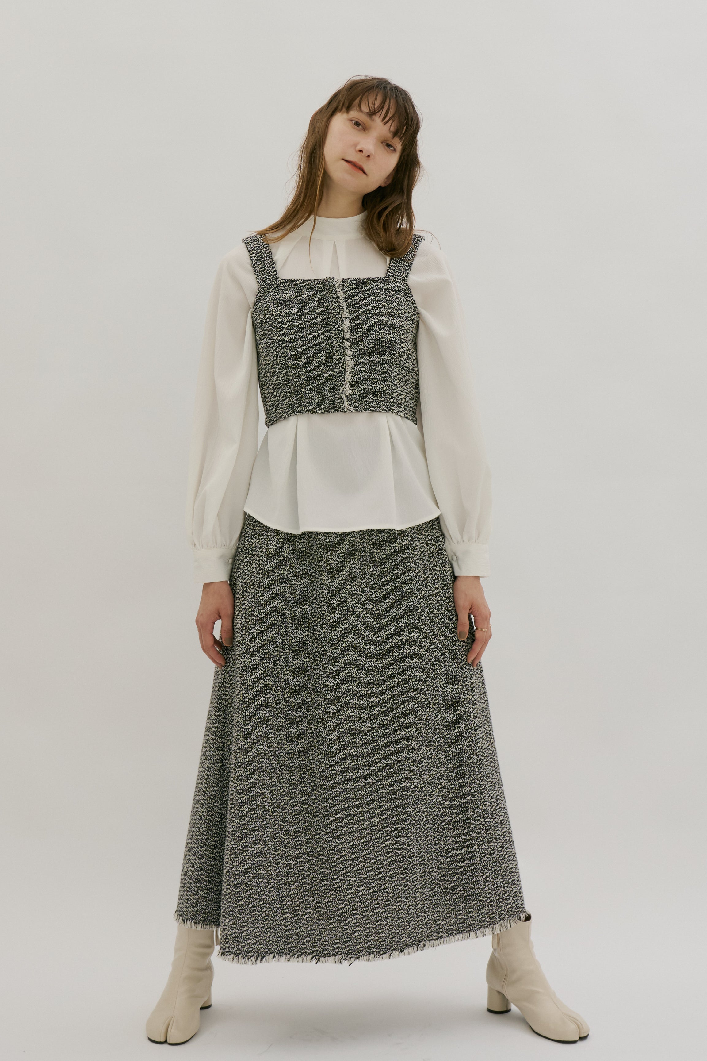 tweed bustier & flare skirt set